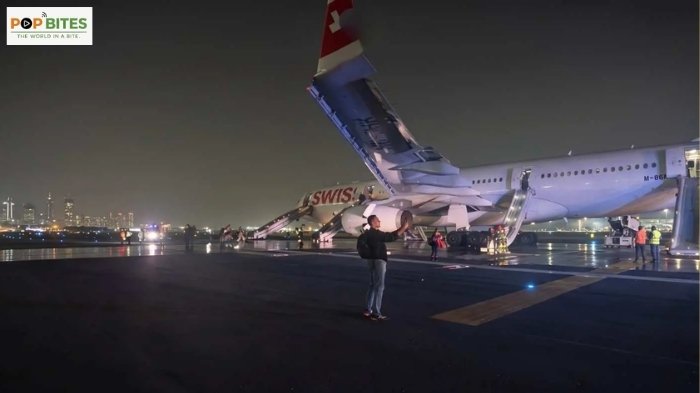 engine fire during takeoff disrupts swiss flight at delhi airport