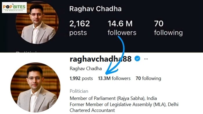 raghav chadha sees social media drop after party switch