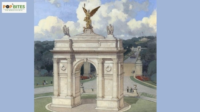 trump unveils plan for 250 foot triumphal arch in washington dc