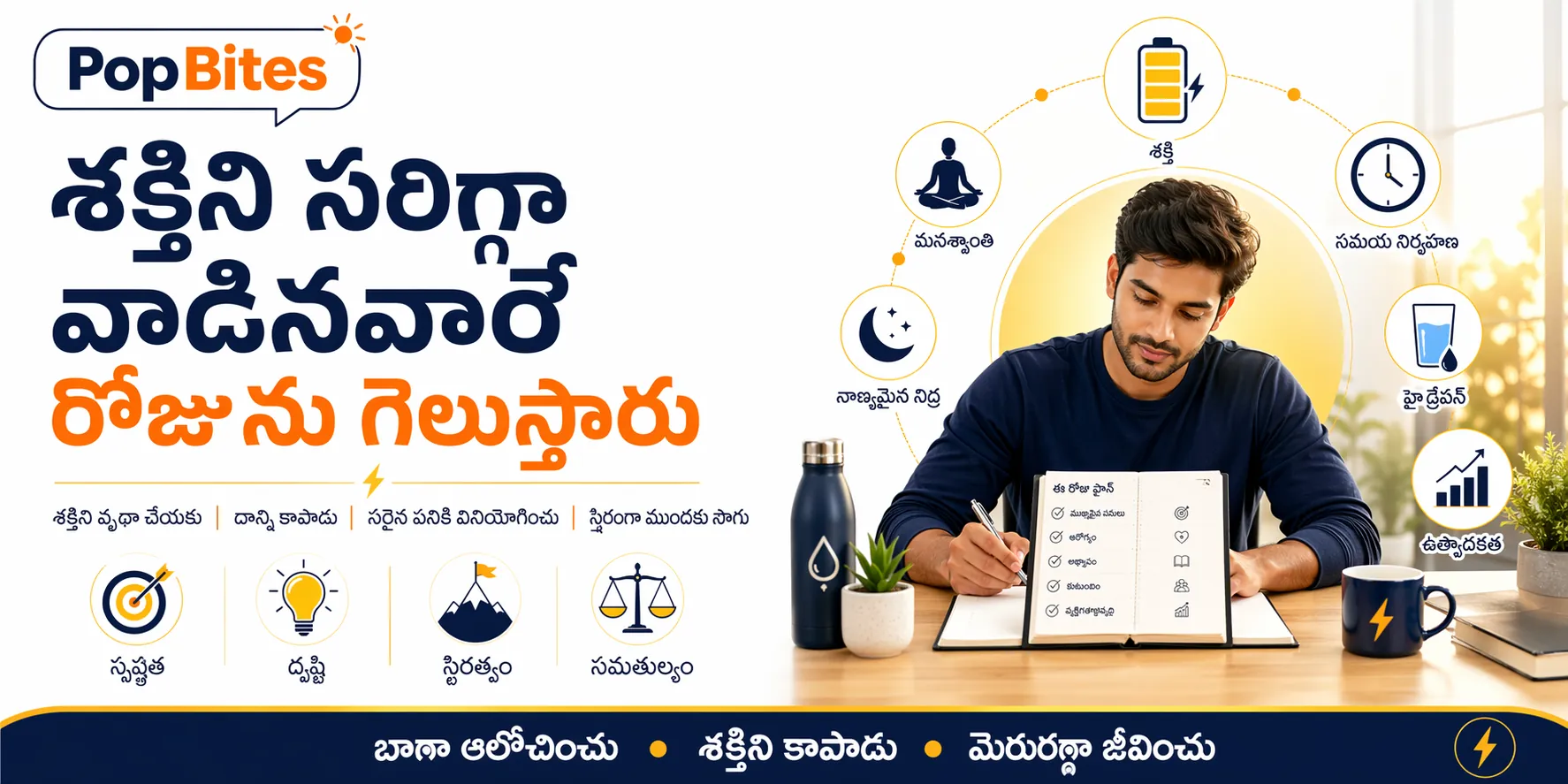 శక్తిని సరిగ్గా వినియోగించుకునే వారే స్థిరమైన ఫలితాలను సాధిస్తారు