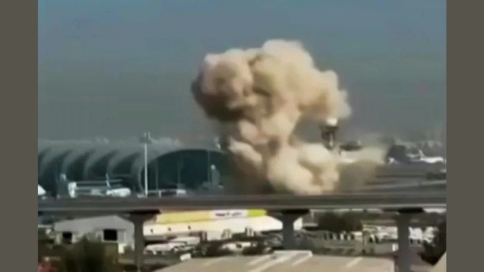 iran drone strike targets dubai airport