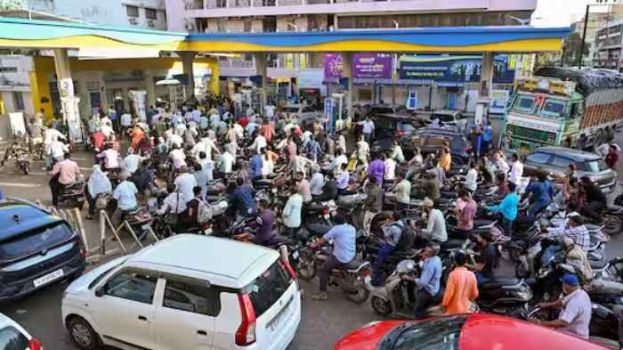 fuel rush continues in hyderabad long queues at petrol bunks