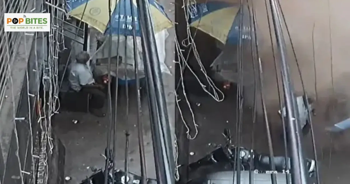 street vendor narrowly escapes delhi hostel collapse cctv video goes viral